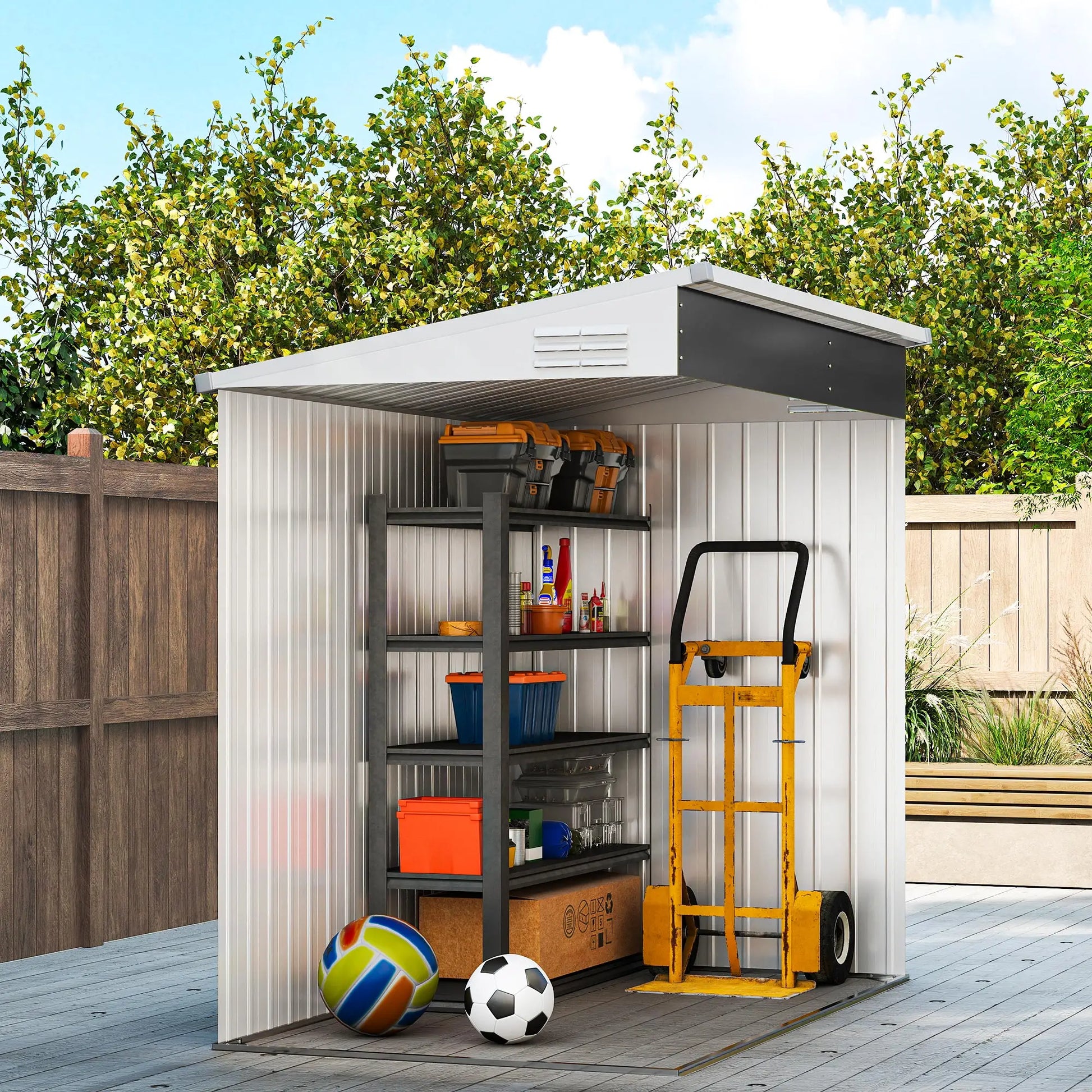 4' x 6' Outdoor Metal Storage Shed, Lockable Door, Dark Grey Sheds at Gallery Canada