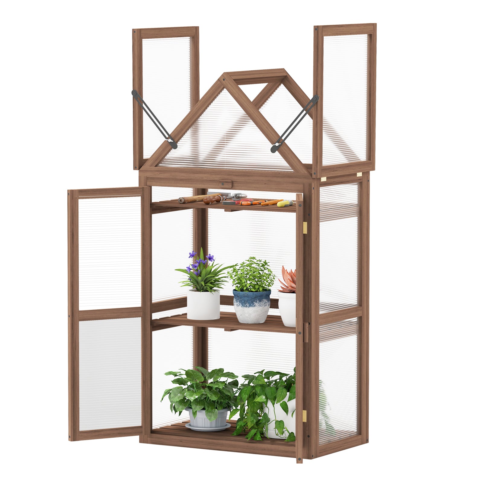Cold Frame Mini Wooden Greenhouse for Vegetable and Flower, Brown Greenhouses at Gallery Canada