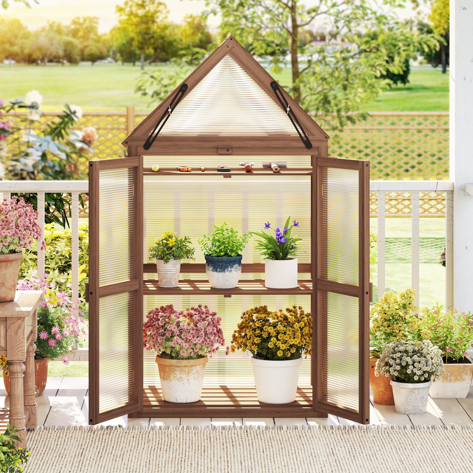 Cold Frame Mini Wooden Greenhouse for Vegetable and Flower, Brown Greenhouses at Gallery Canada