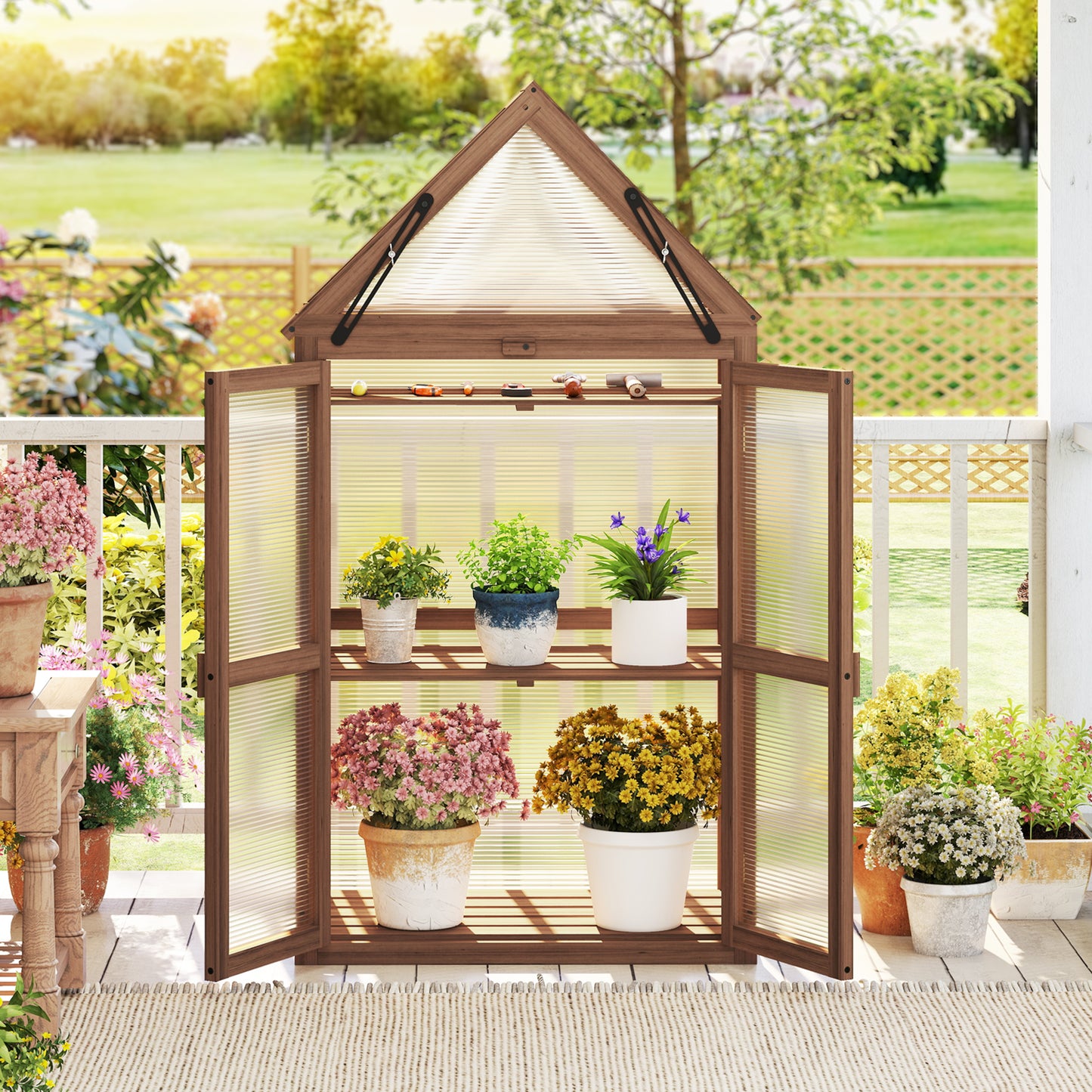 Cold Frame Mini Wooden Greenhouse for Vegetable and Flower, Brown Greenhouses at Gallery Canada