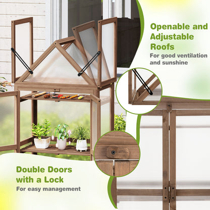 Cold Frame Mini Wooden Greenhouse for Vegetable and Flower, Brown Greenhouses at Gallery Canada