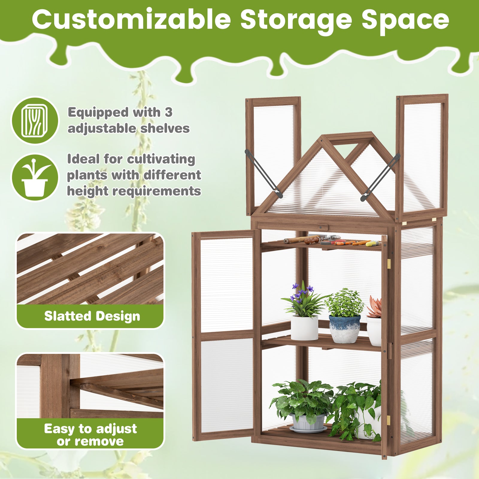 Cold Frame Mini Wooden Greenhouse for Vegetable and Flower, Brown Greenhouses at Gallery Canada