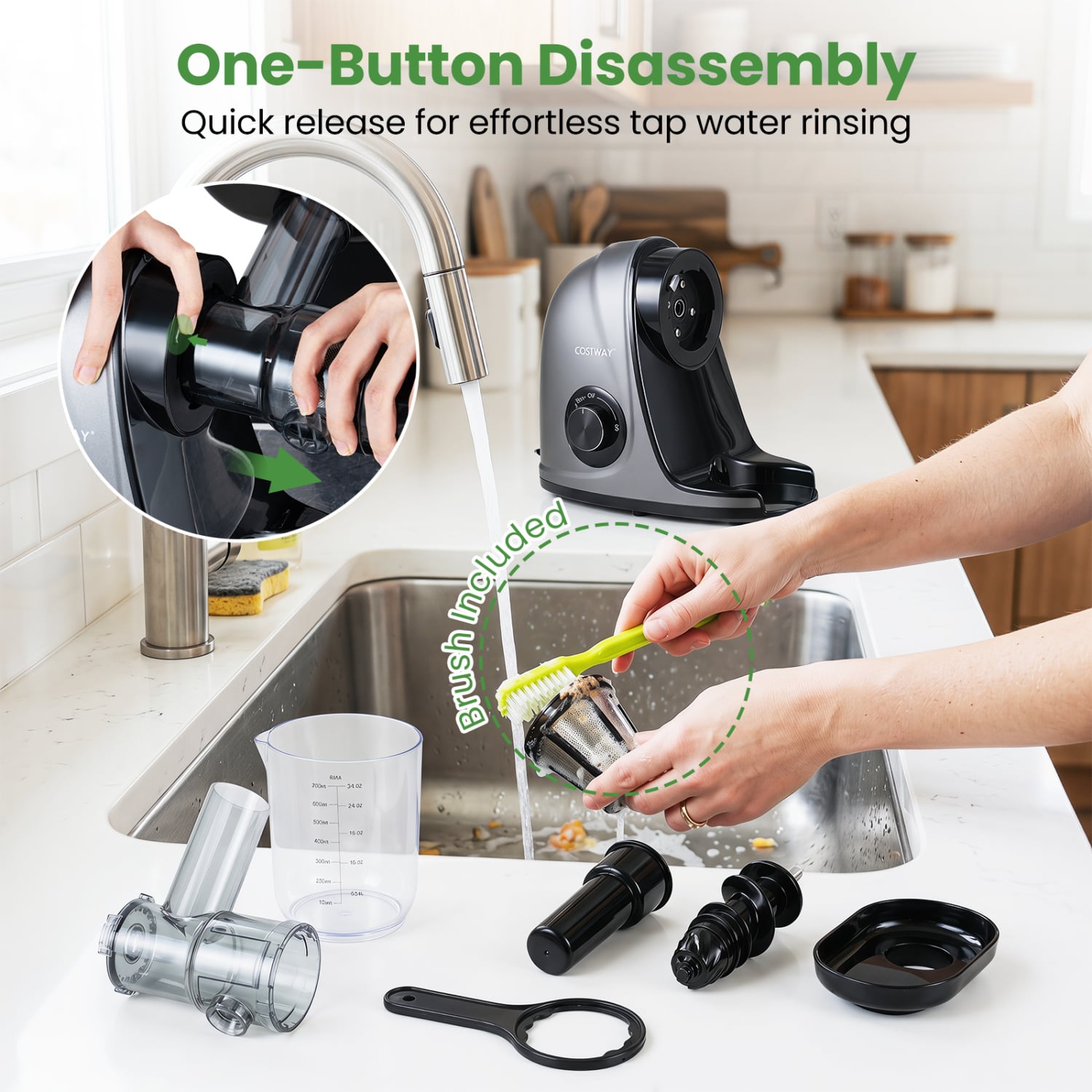 Cold Press Juicer Machine with 95% High Yield and 2-Speed Modes-Sliver, Silver Juicers & Coffee Machines at Gallery Canada