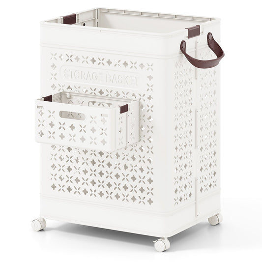 Collapsible Laundry Basket 20 Gallon Plastic Storage Bin, White Laundry Baskets White at Gallery Canada