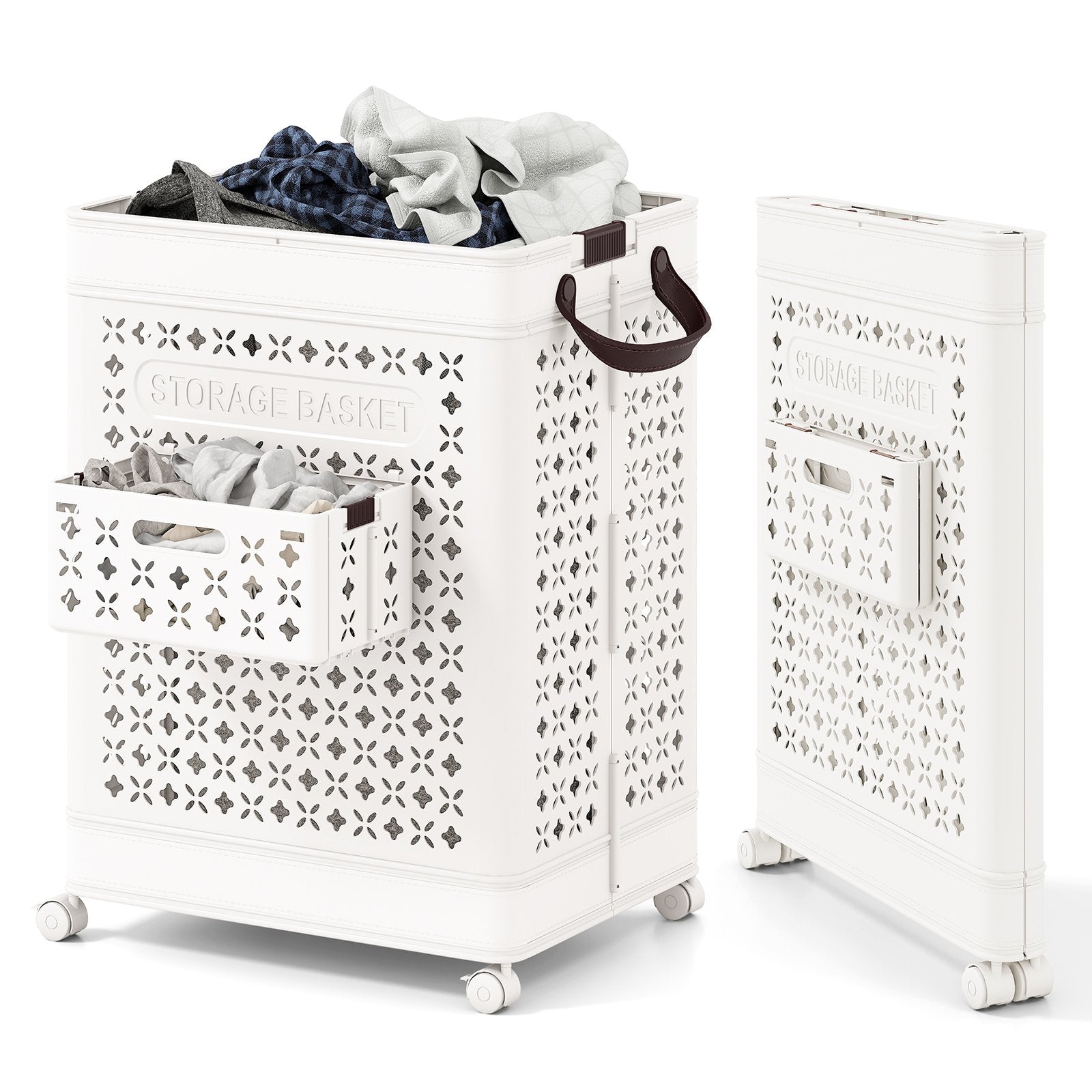 Collapsible Laundry Basket 20 Gallon Plastic Storage Bin, White Laundry Baskets at Gallery Canada