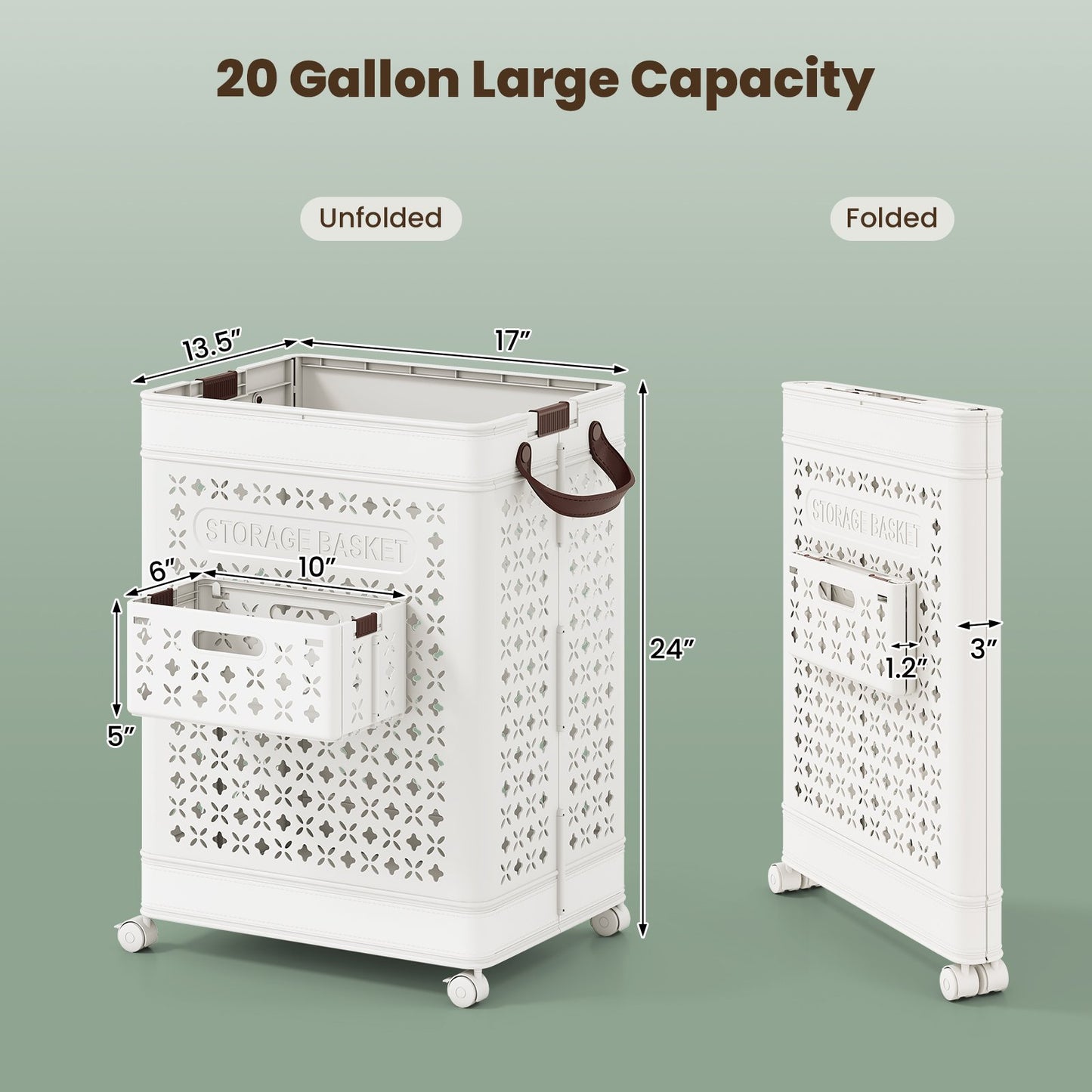Collapsible Laundry Basket 20 Gallon Plastic Storage Bin, White Laundry Baskets at Gallery Canada