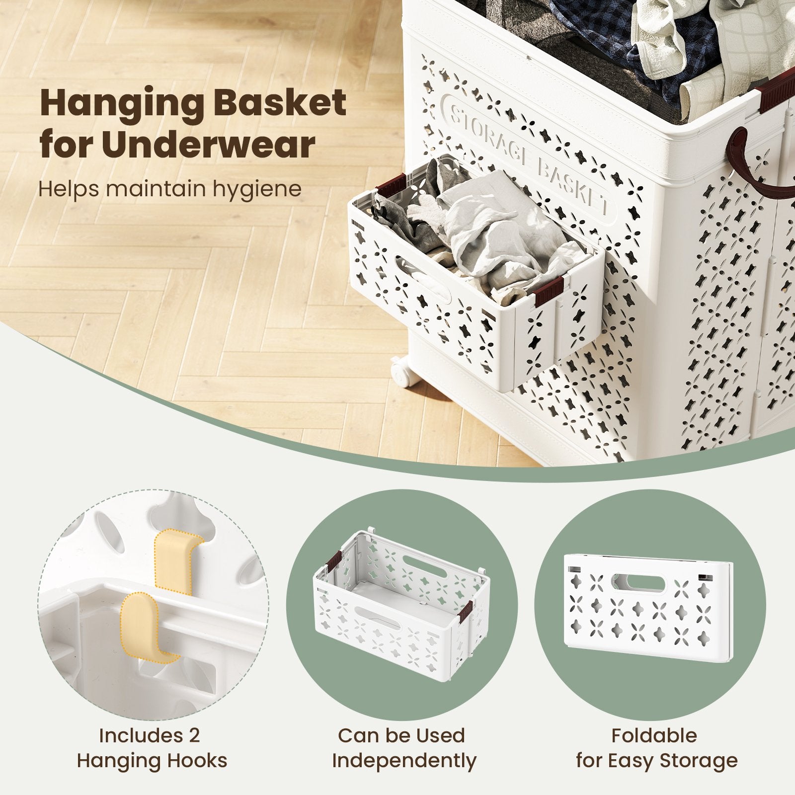 Collapsible Laundry Basket 20 Gallon Plastic Storage Bin, White Laundry Baskets at Gallery Canada