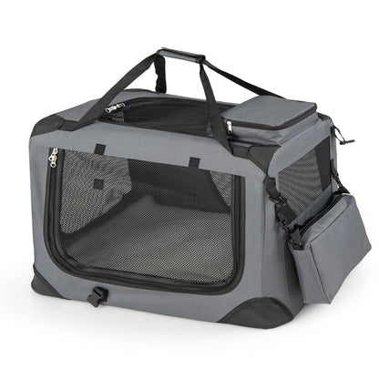 Collapsible Soft Dog Crate Travel Crate with Mesh Windows and 3 Doors-S, Gray Dog Kennels at Gallery Canada