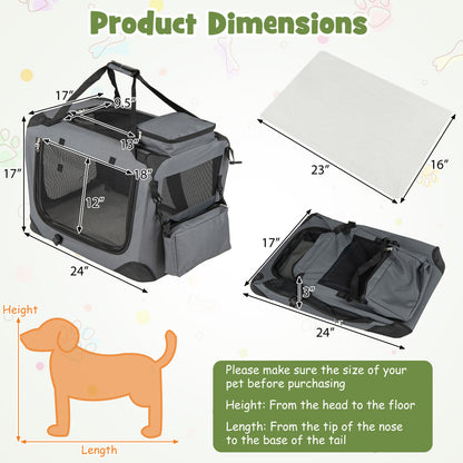 Collapsible Soft Dog Crate Travel Crate with Mesh Windows and 3 Doors-S, Gray Dog Kennels at Gallery Canada