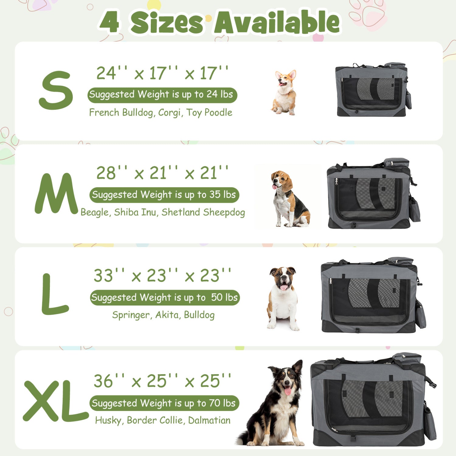 Collapsible Soft Dog Crate Travel Crate with Mesh Windows and 3 Doors-S, Gray Dog Kennels at Gallery Canada