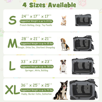 Collapsible Soft Dog Crate Travel Crate with Mesh Windows and 3 Doors-S, Gray Dog Kennels at Gallery Canada