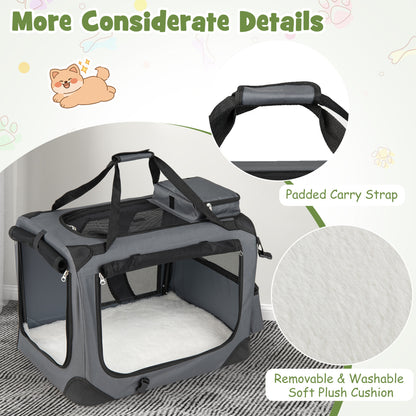 Collapsible Soft Dog Crate Travel Crate with Mesh Windows and 3 Doors-S, Gray Dog Kennels at Gallery Canada
