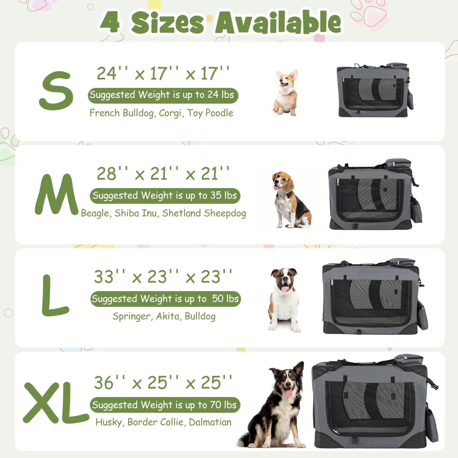 Collapsible Soft Dog Crate Travel Crate with Mesh Windows and 3 Doors-XL, Gray Dog Kennels at Gallery Canada