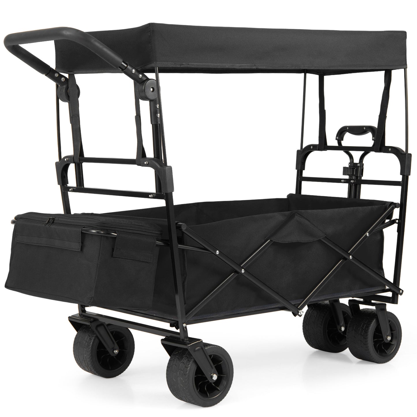 Collapsible Wagon, Removable Canopy, Adjustable Handles, Black Camping Furniture at Gallery Canada