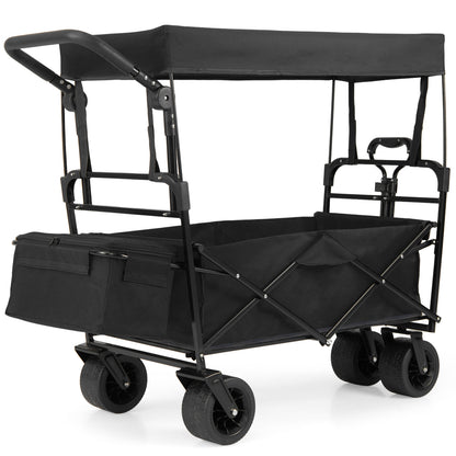 Collapsible Wagon, Removable Canopy, Adjustable Handles, Black Camping Furniture at Gallery Canada