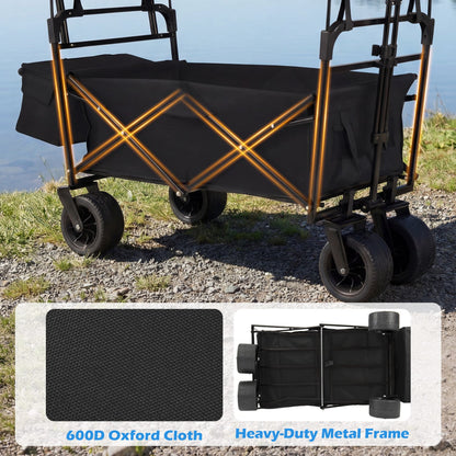 Collapsible Wagon, Removable Canopy, Adjustable Handles, Black Camping Furniture at Gallery Canada