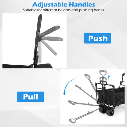 Collapsible Wagon, Removable Canopy, Adjustable Handles, Black Camping Furniture at Gallery Canada