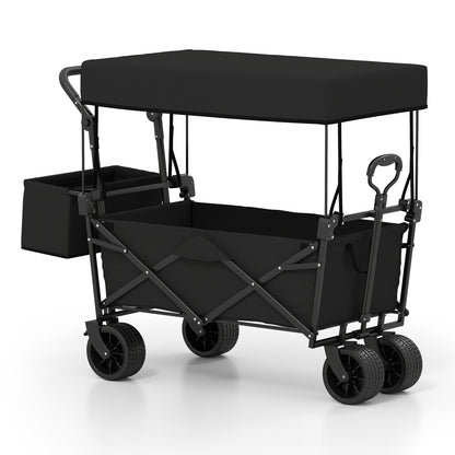 Collapsible Wagon With Removable Canopy, Detachable Storage Bag, Black Camping Furniture at Gallery Canada