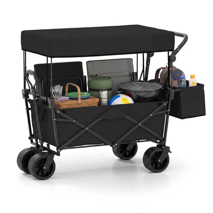 Collapsible Wagon With Removable Canopy, Detachable Storage Bag, Black Camping Furniture at Gallery Canada