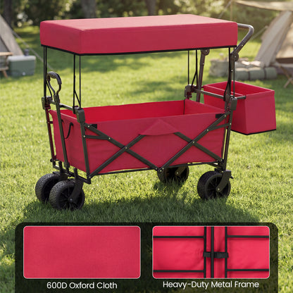 Collapsible Wagon, Removable Canopy, Detachable Storage Bag, Red Camping Furniture at Gallery Canada