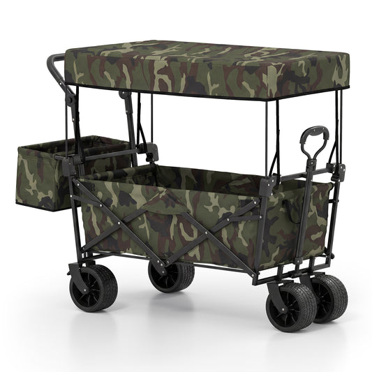 Collapsible Wagon, Removable Canopy, Detachable Storage Bag, Green Camping Furniture Green at Gallery Canada