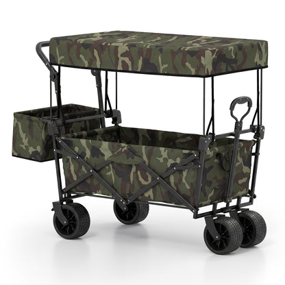 Collapsible Wagon, Removable Canopy, Detachable Storage Bag, Green Camping Furniture Green at Gallery Canada