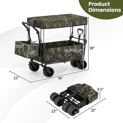 Collapsible Wagon, Removable Canopy, Detachable Storage Bag, Green Camping Furniture at Gallery Canada