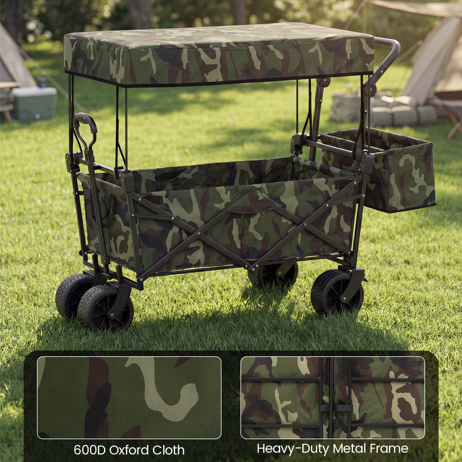 Collapsible Wagon, Removable Canopy, Detachable Storage Bag, Green Camping Furniture at Gallery Canada
