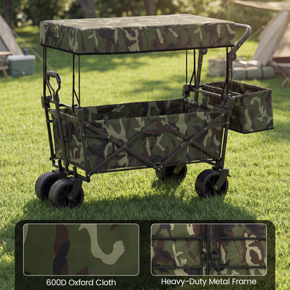 Collapsible Wagon, Removable Canopy, Detachable Storage Bag, Green Camping Furniture at Gallery Canada