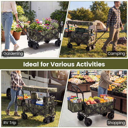 Collapsible Wagon, Removable Canopy, Detachable Storage Bag, Green Camping Furniture at Gallery Canada