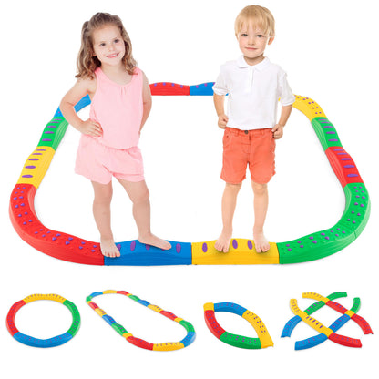 Colorful Kids Wavy Balance Beam with Textured Surface and Non-slip Foot Pads, Multicolor Outdoor Play Multicolor at Gallery Canada