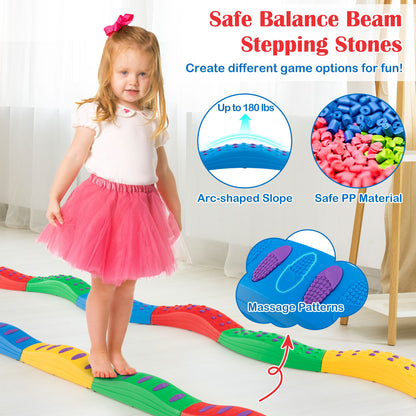 Colorful Kids Wavy Balance Beam with Textured Surface and Non-slip Foot Pads, Multicolor Outdoor Play at Gallery Canada