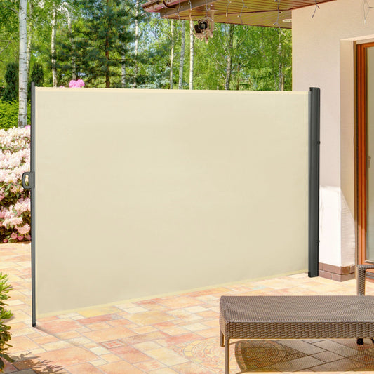 118" x 79" Retractable Patio Awning, UV Wind Resistant, Cream White Side Awnings Gray Frame, Cream Fabric at Gallery Canada