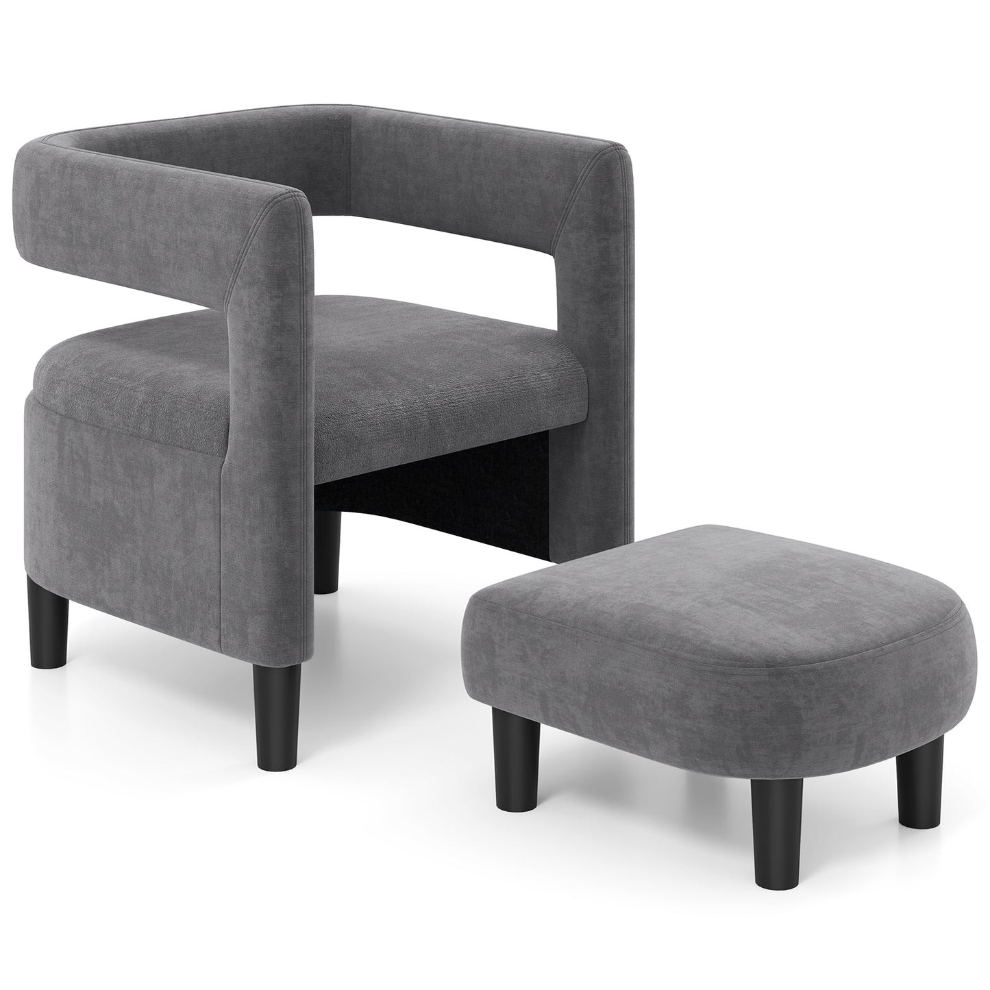 Comfy Accent Armchair with Footrest, Gray Accent Chairs Gray at Gallery Canada