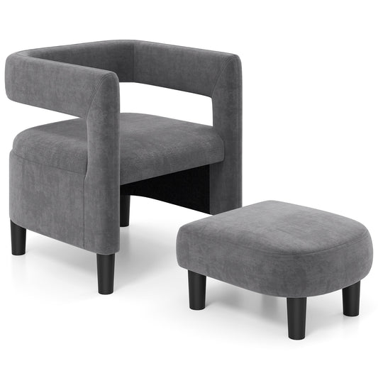 Comfy Accent Armchair with Footrest, Gray Accent Chairs Gray at Gallery Canada