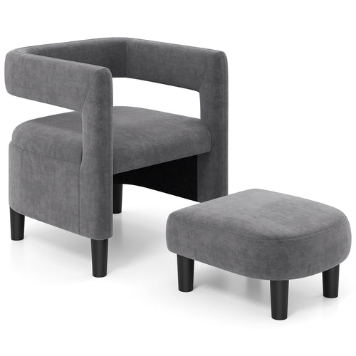 Comfy Accent Armchair with Footrest, Gray