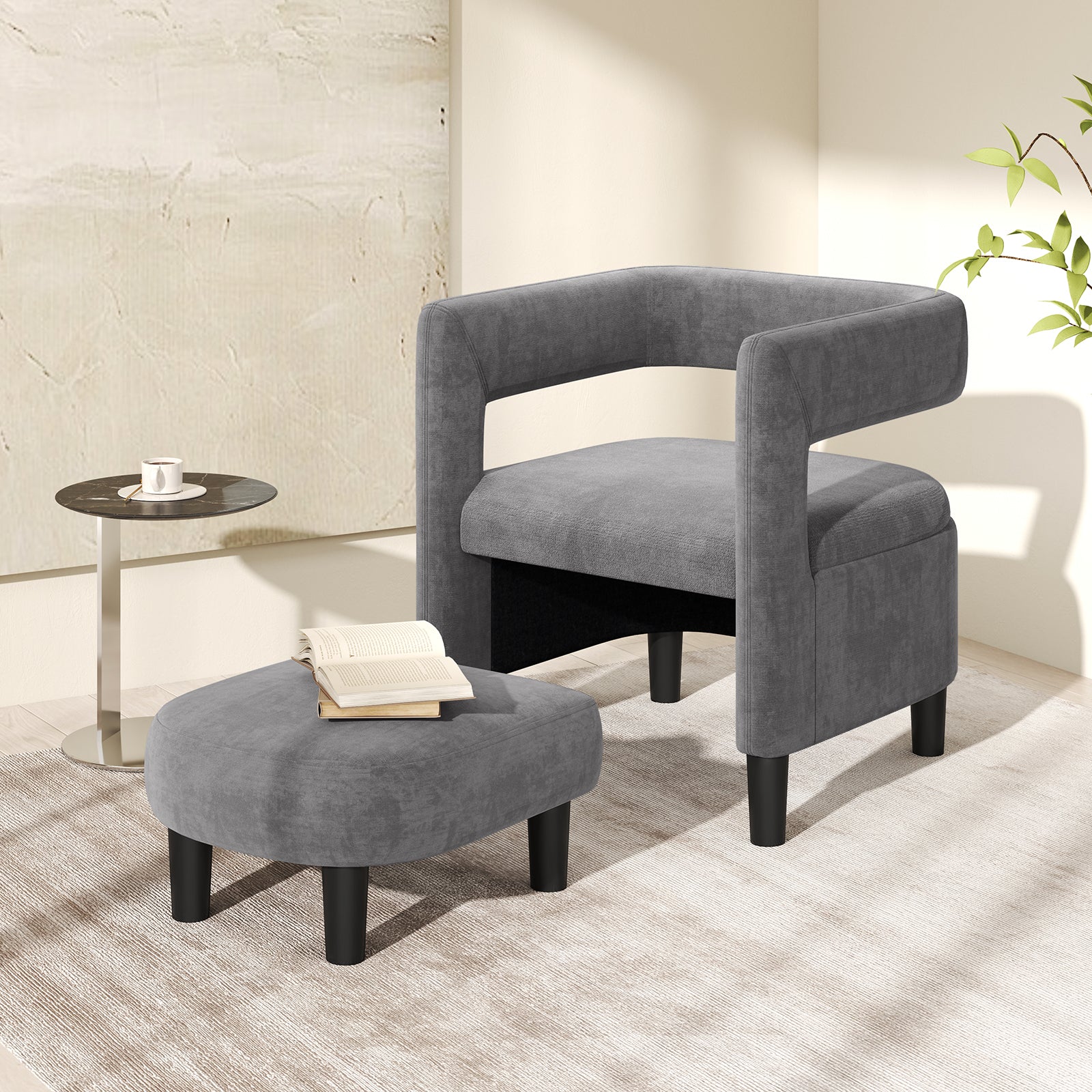 Comfy Accent Armchair with Footrest, Gray Accent Chairs at Gallery Canada