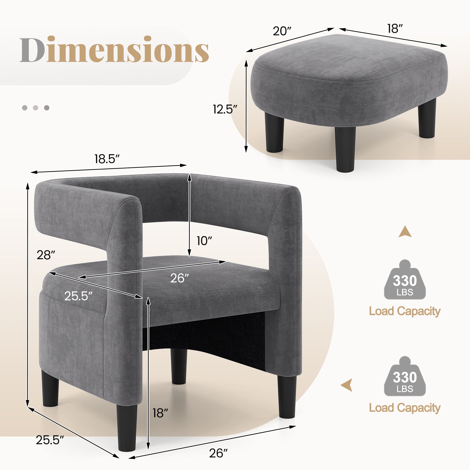 Comfy Accent Armchair with Footrest, Gray Accent Chairs at Gallery Canada
