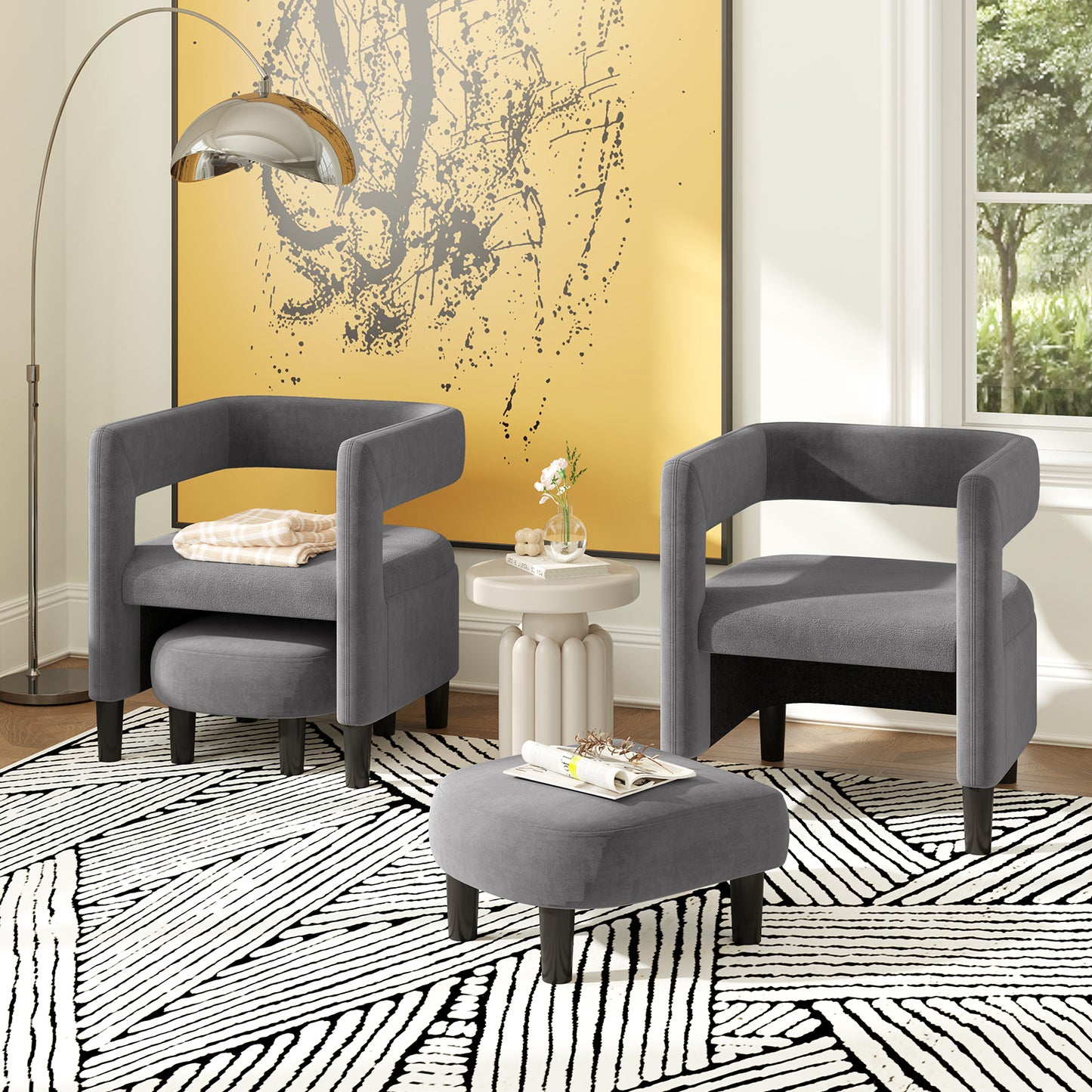 Comfy Accent Armchair with Footrest, Gray Accent Chairs at Gallery Canada