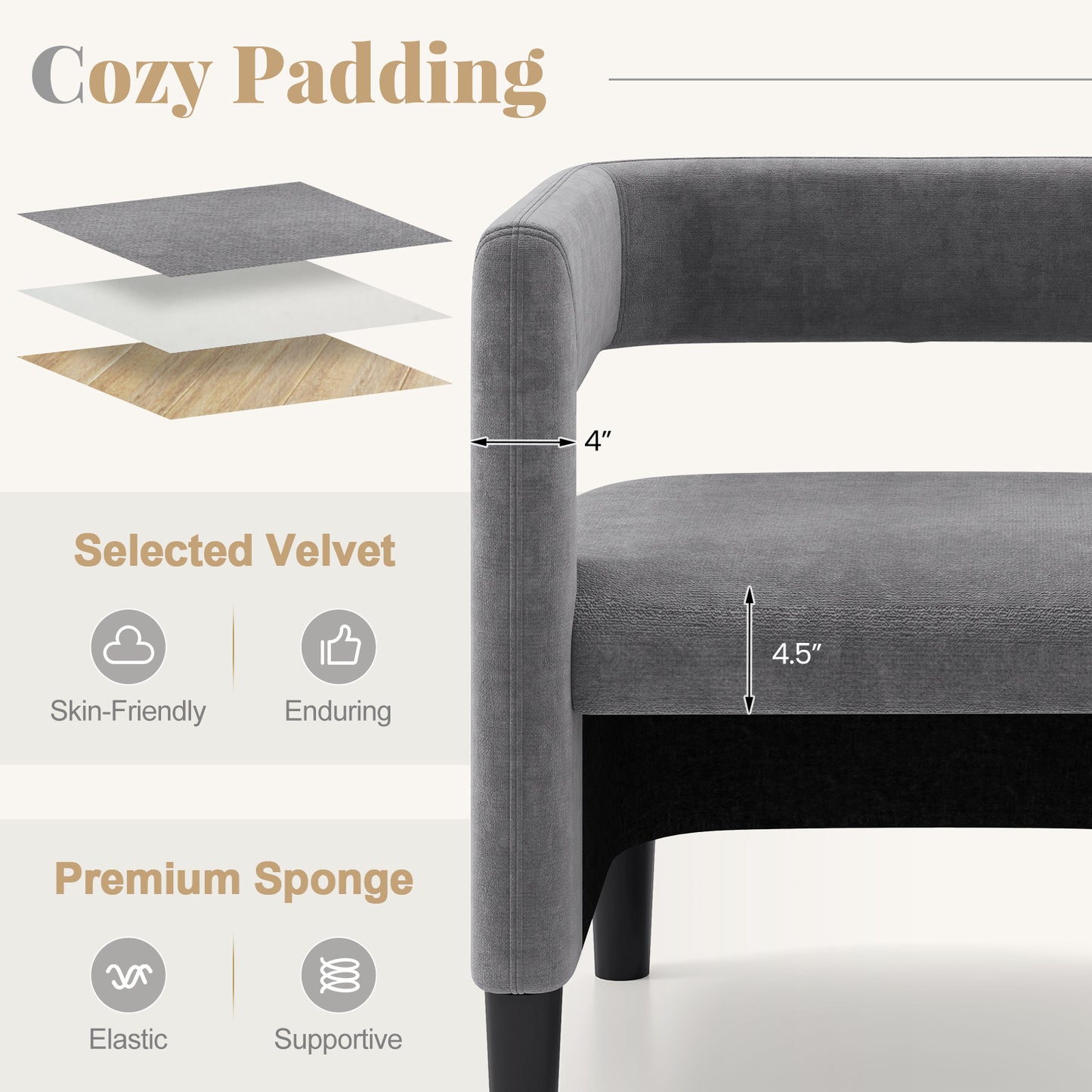 Comfy Accent Armchair with Footrest, Gray Accent Chairs at Gallery Canada