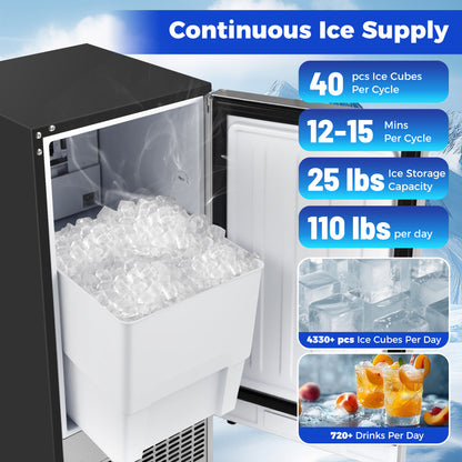 Commercial Ice Maker, 110 Lbs/24H, 25 Lbs Storage Ice Makers at Gallery Canada