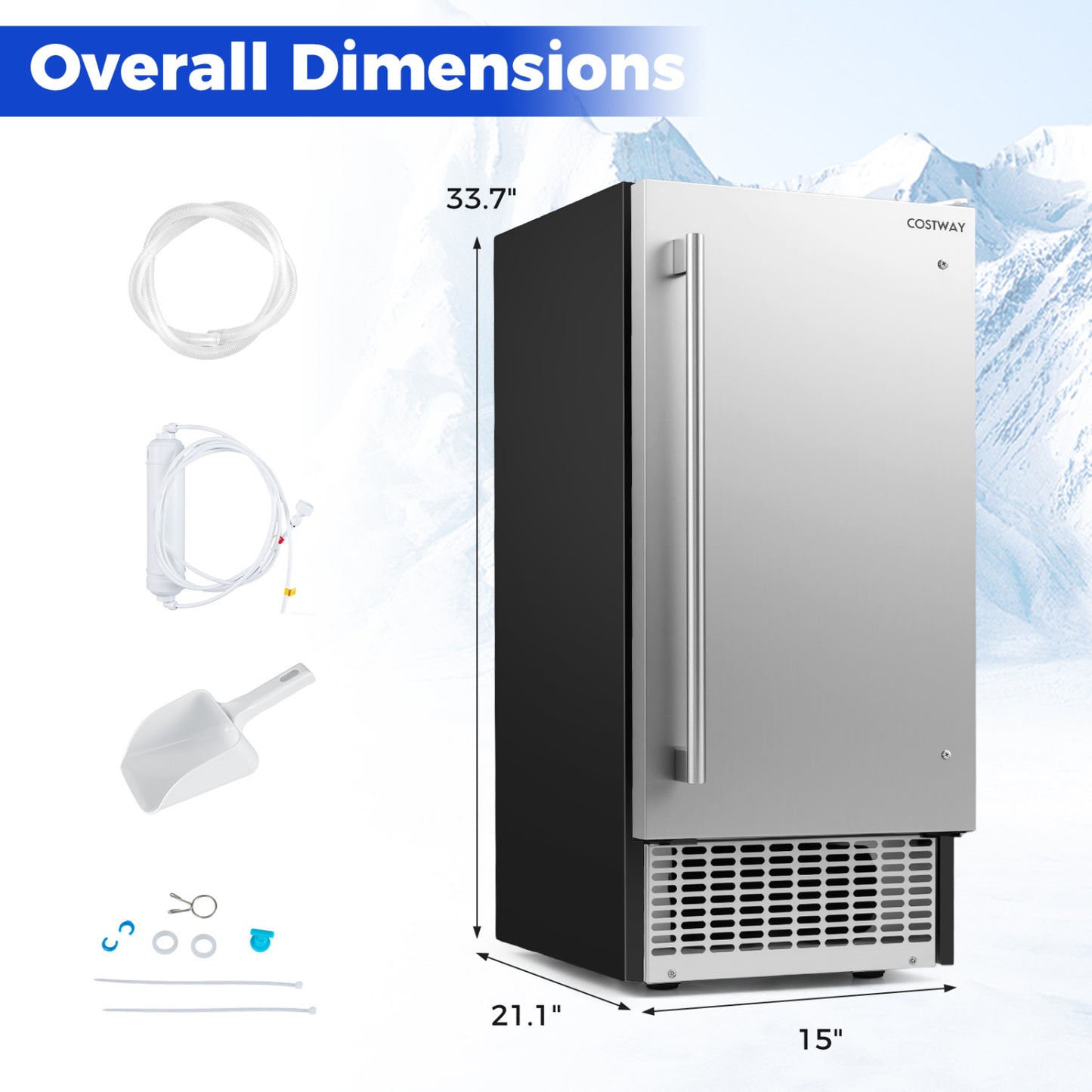 Commercial Ice Maker, 110 Lbs/24H, 25 Lbs Storage Ice Makers at Gallery Canada