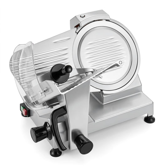 Commercial Meat Slicer, 10" Carbon Steel Blade, 0-0.47" Thickness, Silver