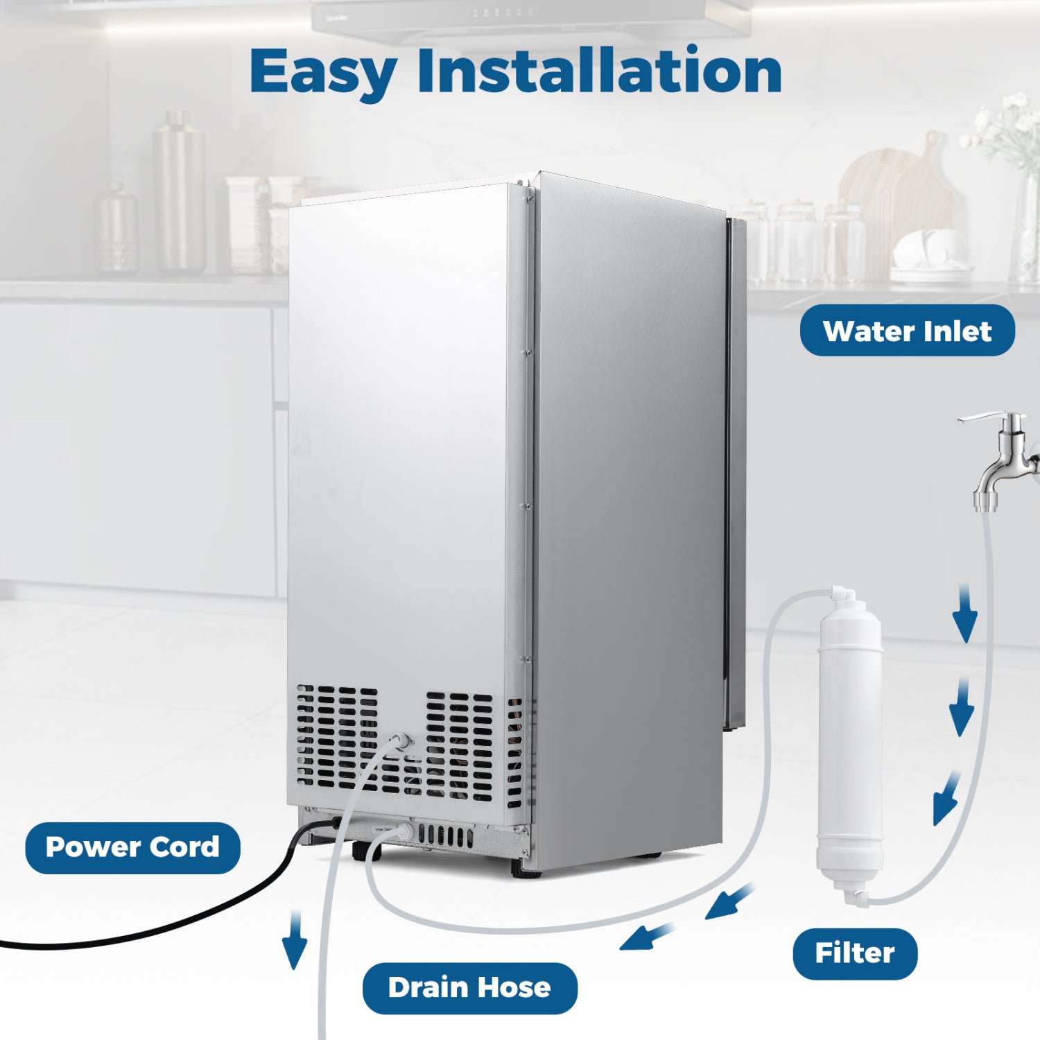 Commercial Under Counter Ice Maker, 90 lbs/Day, 15 Inch W, Silver Ice Makers at Gallery Canada