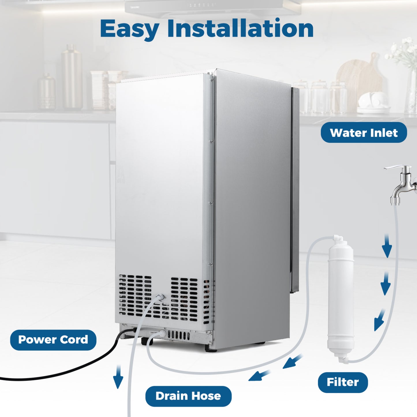 Commercial Under Counter Ice Maker, 90 lbs/Day, 15 Inch W, Silver Ice Makers at Gallery Canada