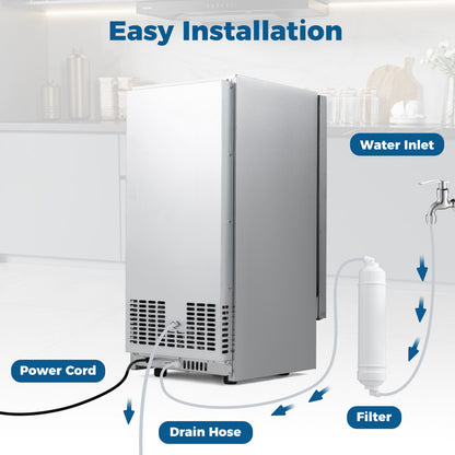Commercial Under Counter Ice Maker, 90 lbs/Day, 15 Inch W, Silver Ice Makers at Gallery Canada
