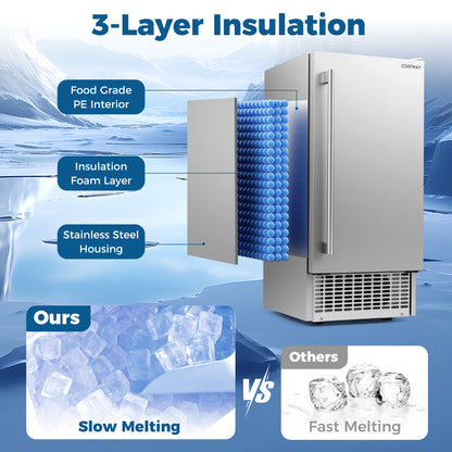 Commercial Under Counter Ice Maker, 90 lbs/Day, 15 Inch W, Silver Ice Makers at Gallery Canada