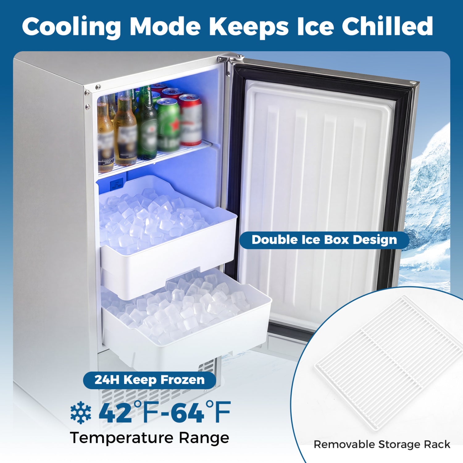 Commercial Under Counter Ice Maker, 90 lbs/Day, 15 Inch W, Silver Ice Makers at Gallery Canada