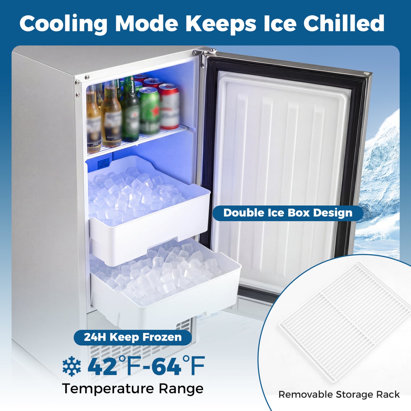 Commercial Under Counter Ice Maker, 90 lbs/Day, 15 Inch W, Silver Ice Makers at Gallery Canada