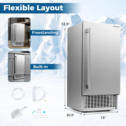 Commercial Under Counter Ice Maker, 90 lbs/Day, 15 Inch W, Silver Ice Makers at Gallery Canada